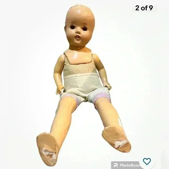 Antique 22" Composition Baby Doll, Open Mouth, Teeth, Open Shut Eyes - Picture 2 of 3